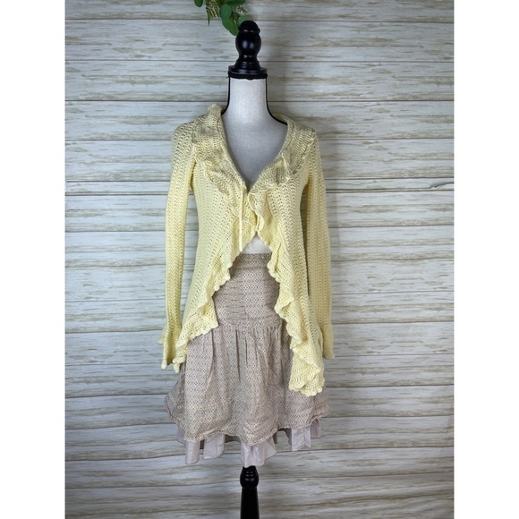 Y2K American Eagle Brown Tan Pleated Ruffle Tiered Mini Skirt - Picture 1 of 6